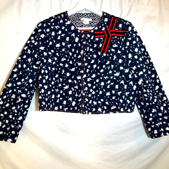 PAULE KA Crop Jacket W/bow Navy & Red SZ 44 US 12 - Picture 1 of 10
